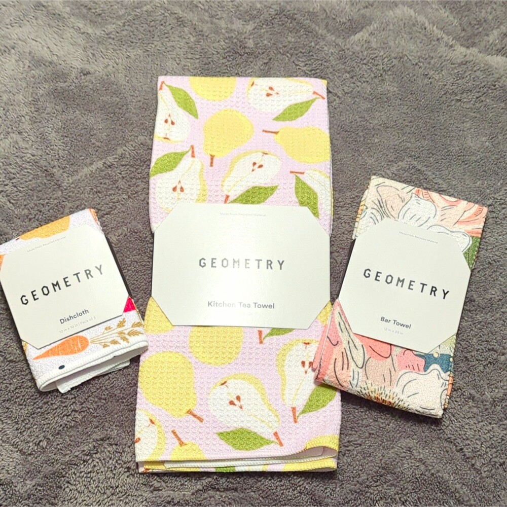 Geometry Bundle - Tea Towel/Bar Towel/Dishcloth - Multicolor - NWT Recycled